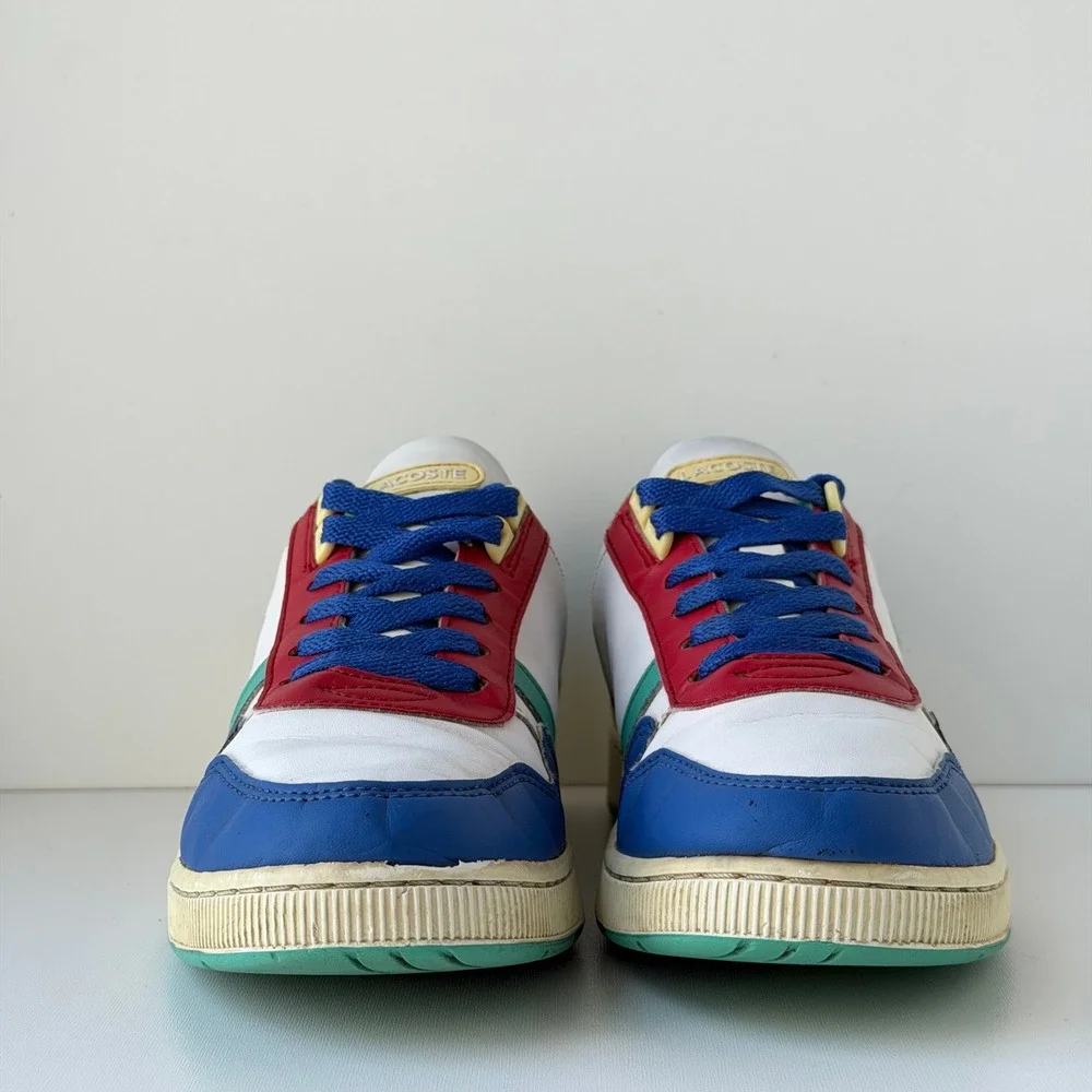 Lacoste T-Clip Junior Kids 4 Multi-Color Leather Low Top Sporty Sneakers Retro